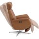 Alex recliner lnestol 2 motors - cognac semi aniline lder og brstet aluminium