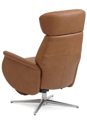 Alex recliner lnestol 2 motors - cognac semi aniline lder og brstet aluminium