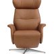 Alex recliner lnestol 2 motors - cognac semi aniline lder og brstet aluminium
