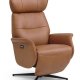Alex recliner lnestol 2 motors - cognac semi aniline lder og sort aluminium