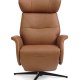 Alex recliner lnestol 2 motors - cognac semi aniline lder og sort aluminium