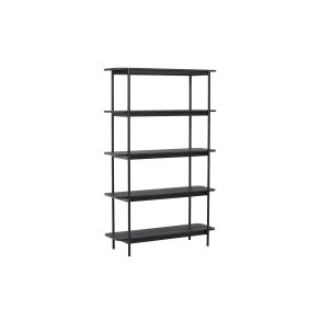 VIND COLLECTION Heim reol 190 cm, m. 5 hylder - sort MDF og stl