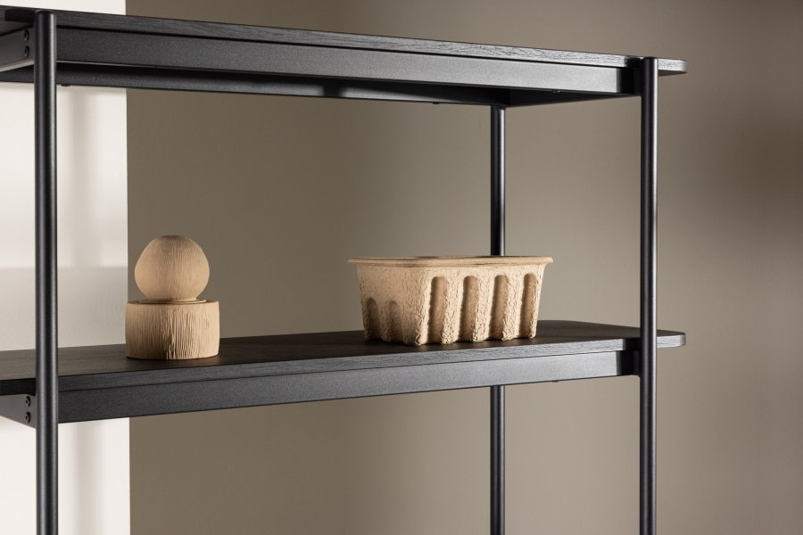 VIND COLLECTION Heim reol 190 cm, m. 5 hylder - sort MDF og stl