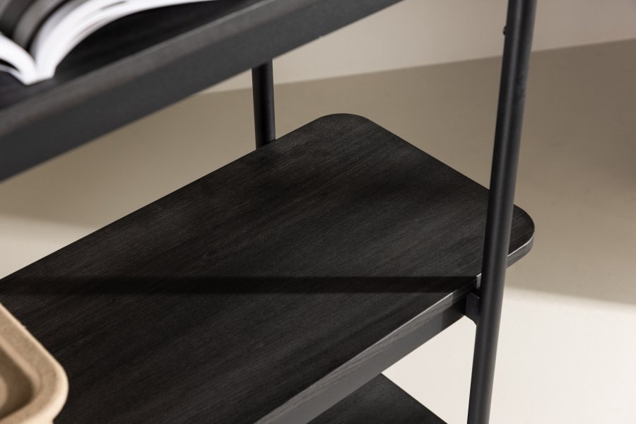 VIND COLLECTION Heim reol 190 cm, m. 5 hylder - sort MDF og stl