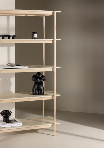 VIND COLLECTION Heim reol, 190 cm, m. 5 hylder - hvidvasket MDF og stl