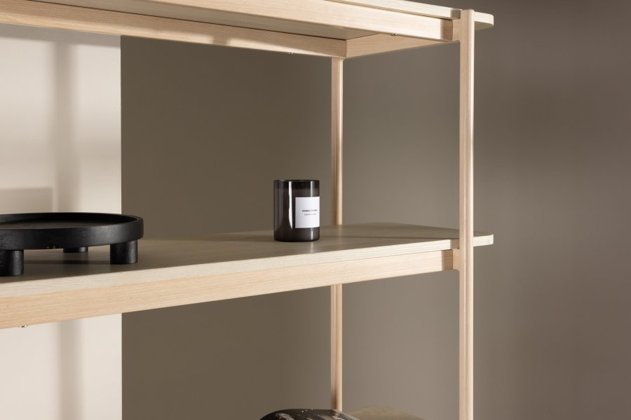 VIND COLLECTION Heim reol, 190 cm, m. 5 hylder - hvidvasket MDF og stl