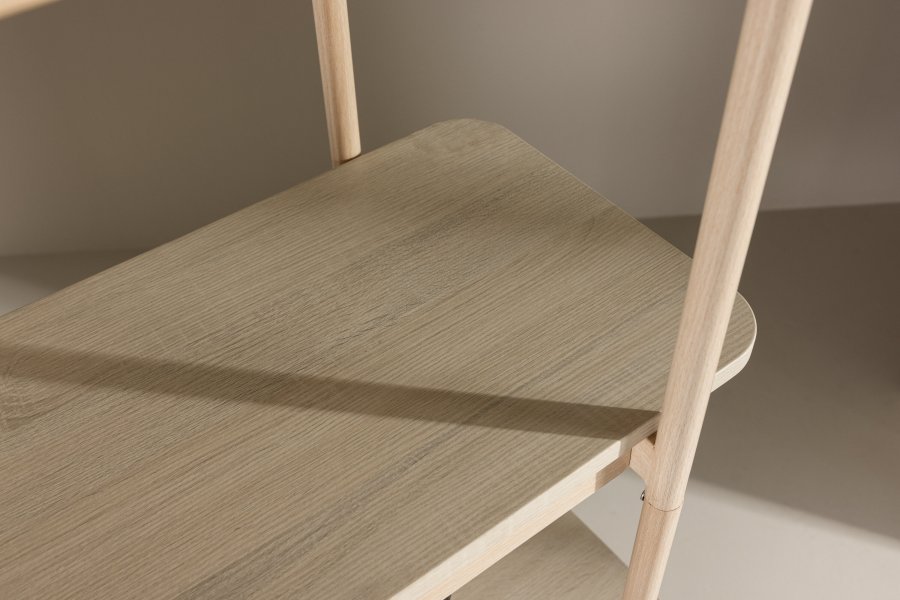 VIND COLLECTION Heim reol, 190 cm, m. 5 hylder - hvidvasket MDF og stl