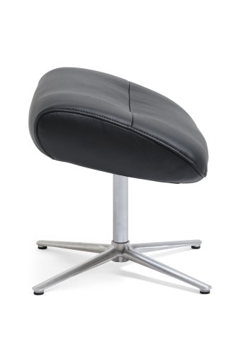 Alex fodskammel - sort semi aniline lder og brstet aluminium