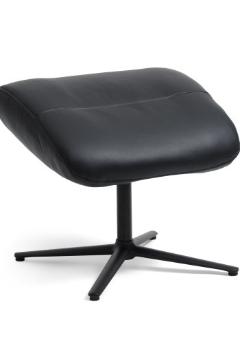 Alex fodskammel - sort semi aniline lder og sort aluminium