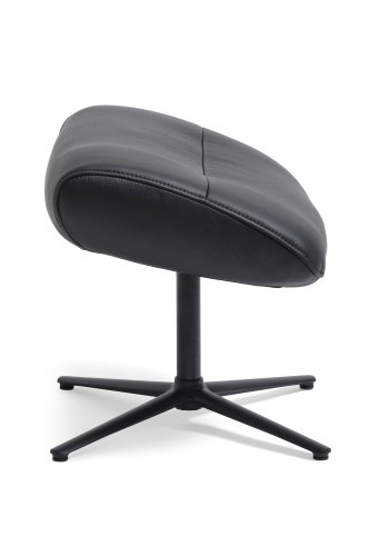 Alex fodskammel - sort semi aniline lder og sort aluminium