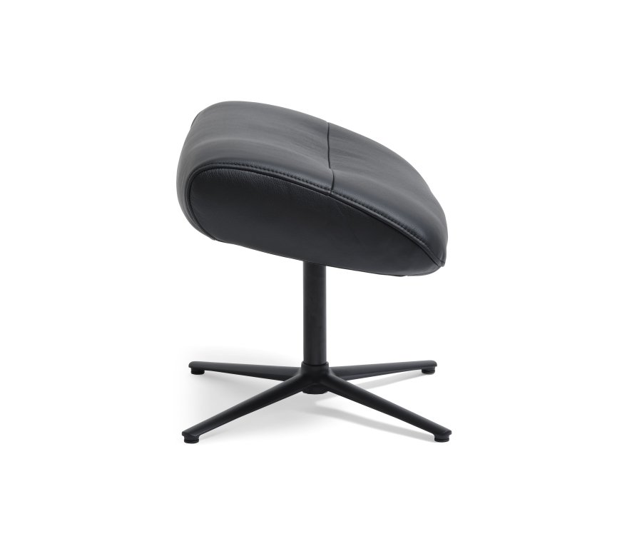 Alex fodskammel - sort semi aniline lder og sort aluminium