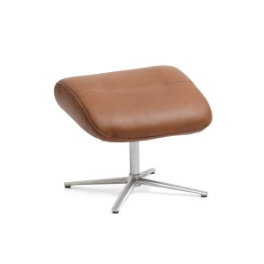 Alex fodskammel - cognac semi aniline lder og brstet aluminium