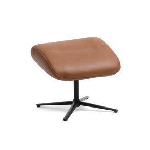 Alex fodskammel - cognac semi aniline lder og sort aluminium