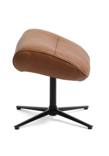 Alex fodskammel - cognac semi aniline lder og sort aluminium