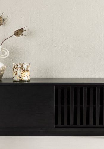 VENTURE DESIGN Lugo TV-bnk, m. 2 skydelger og hylde - sort melamin (180x40)