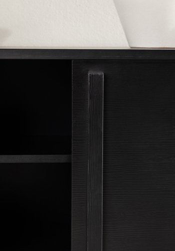 VENTURE DESIGN Lugo TV-bnk, m. 2 skydelger og hylde - sort melamin (180x40)