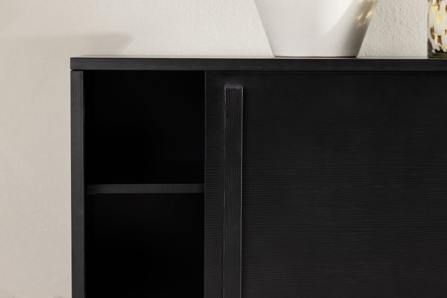 VENTURE DESIGN Lugo TV-bnk, m. 2 skydelger og hylde - sort melamin (180x40)