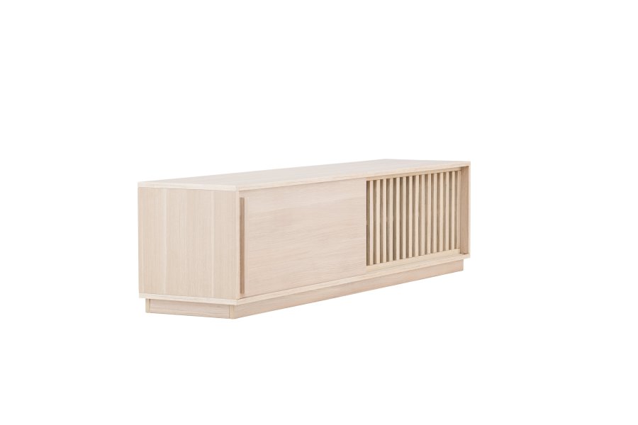 VENTURE DESIGN Lugo TV-bnk, m. 2 skydelger og hylde - hvidvasket melamin (180x40)