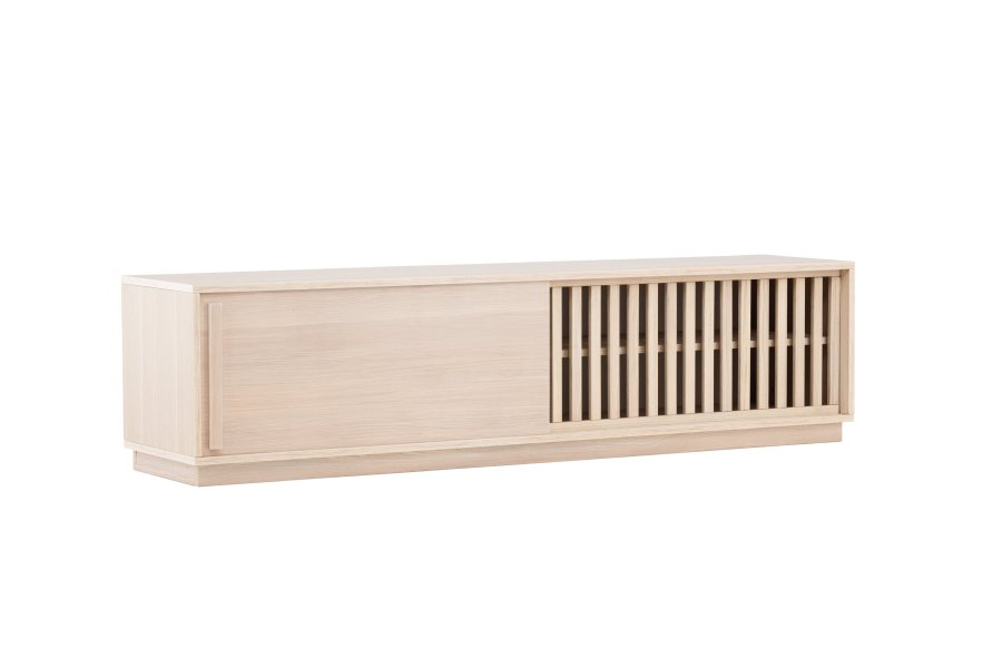 VENTURE DESIGN Lugo TV-bnk, m. 2 skydelger og hylde - hvidvasket melamin (180x40)