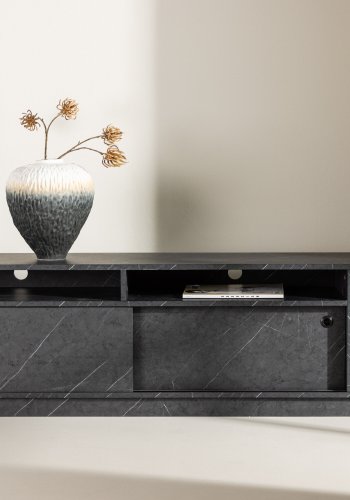 VENTURE DESIGN Girona TV-bnk, m. 2 skydelger - sort melamin (180x40)