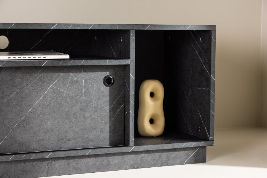 VENTURE DESIGN Girona TV-bnk, m. 2 skydelger - sort melamin (180x40)