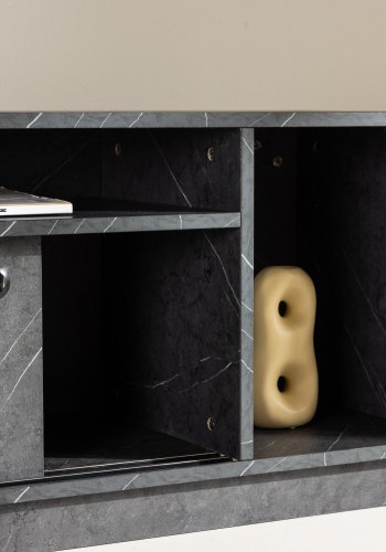 VENTURE DESIGN Girona TV-bnk, m. 2 skydelger - sort melamin (180x40)