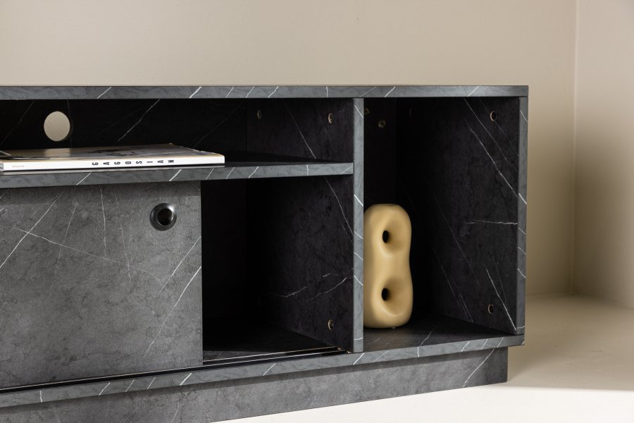 VENTURE DESIGN Girona TV-bnk, m. 2 skydelger - sort melamin (180x40)