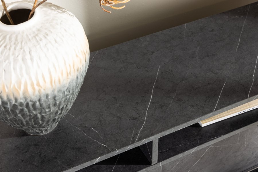 VENTURE DESIGN Girona TV-bnk, m. 2 skydelger - sort melamin (180x40)