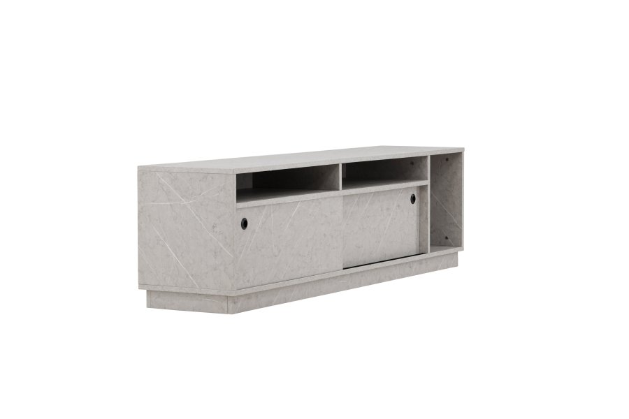 VENTURE DESIGN Girona TV-bnk, m. 2 skydelger - gr sten beton melamin (180x40)
