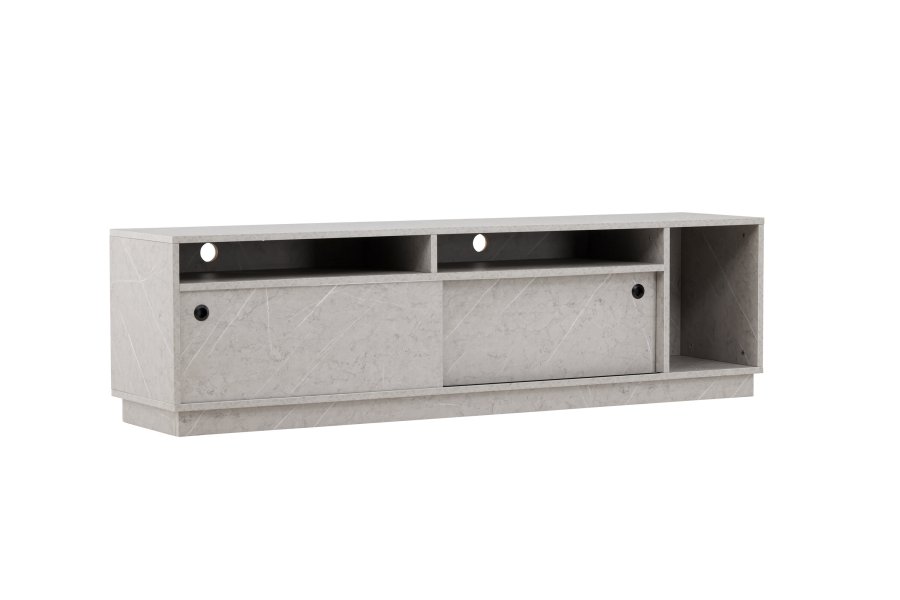 VENTURE DESIGN Girona TV-bnk, m. 2 skydelger - gr sten beton melamin (180x40)