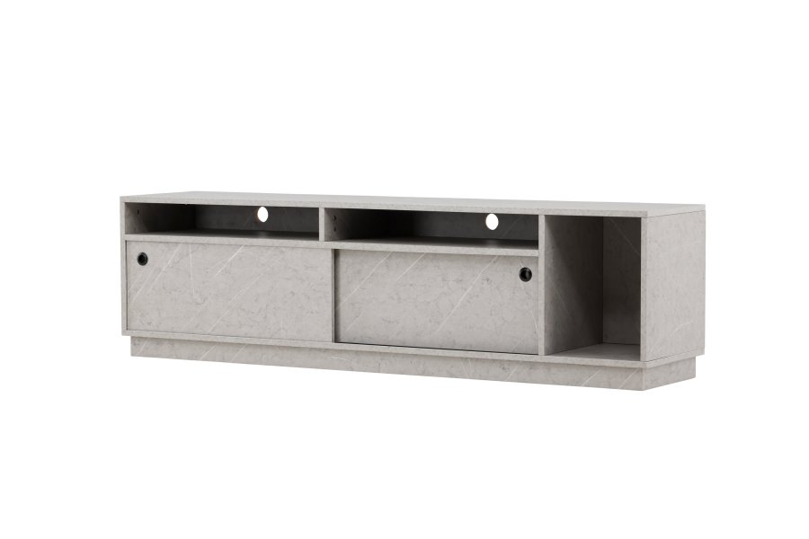 VENTURE DESIGN Girona TV-bnk, m. 2 skydelger - gr sten beton melamin (180x40)