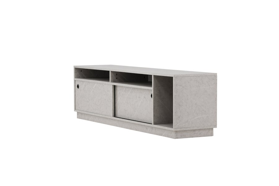VENTURE DESIGN Girona TV-bnk, m. 2 skydelger - gr sten beton melamin (180x40)