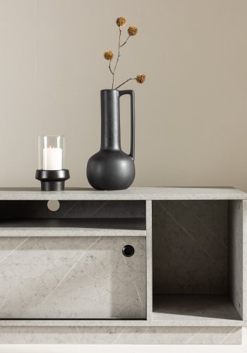 VENTURE DESIGN Girona TV-bnk, m. 2 skydelger - gr sten beton melamin (180x40)