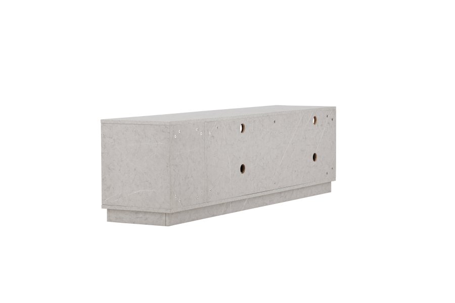 VENTURE DESIGN Girona TV-bnk, m. 2 skydelger - gr sten beton melamin (180x40)