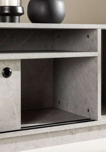 VENTURE DESIGN Girona TV-bnk, m. 2 skydelger - gr sten beton melamin (180x40)