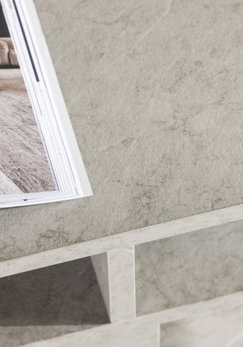 VENTURE DESIGN Girona TV-bnk, m. 2 skydelger - gr sten beton melamin (180x40)