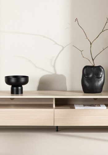 VENTURE DESIGN Navarra TV-bnk, rektangulr - hvidvasket melamin og sort jern (180x40)