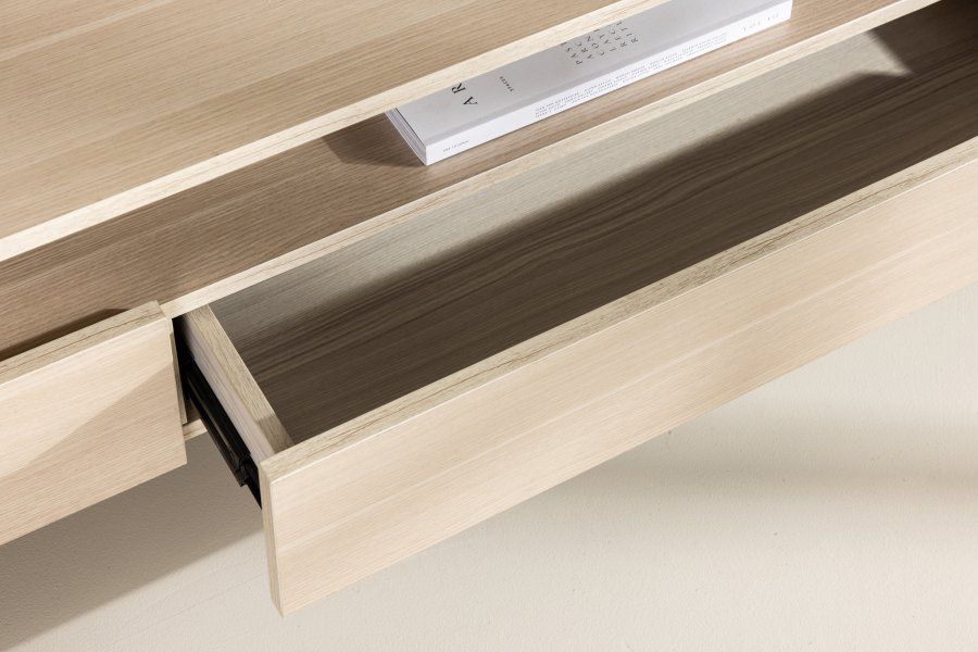 VENTURE DESIGN Navarra TV-bnk, rektangulr - hvidvasket melamin og sort jern (180x40)