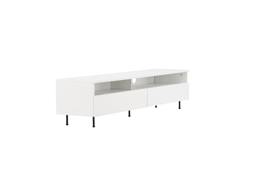 VENTURE DESIGN Navarra TV-bnk, rektangulr - hvid melamin og sort jern (180x40)