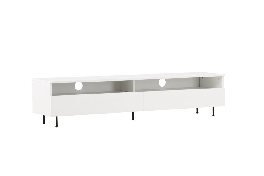 VENTURE DESIGN Navarra TV-bnk, rektangulr - hvid melamin og sort jern (180x40)