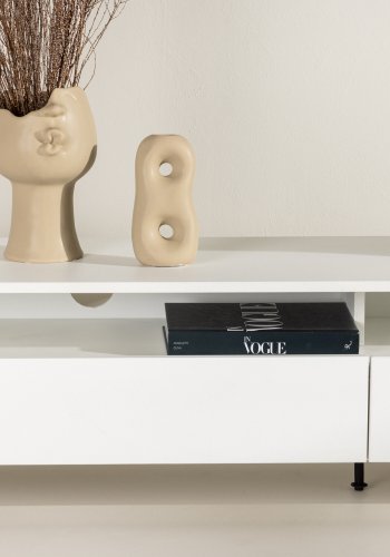 VENTURE DESIGN Navarra TV-bnk, rektangulr - hvid melamin og sort jern (180x40)