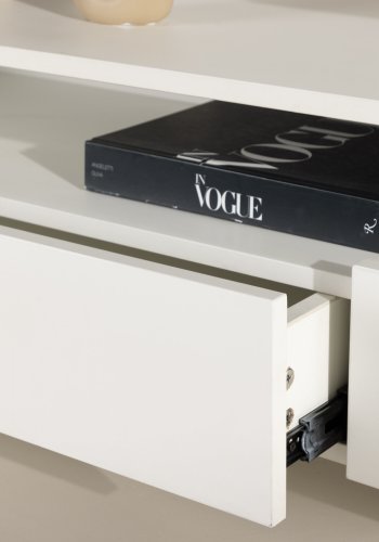 VENTURE DESIGN Navarra TV-bnk, rektangulr - hvid melamin og sort jern (180x40)