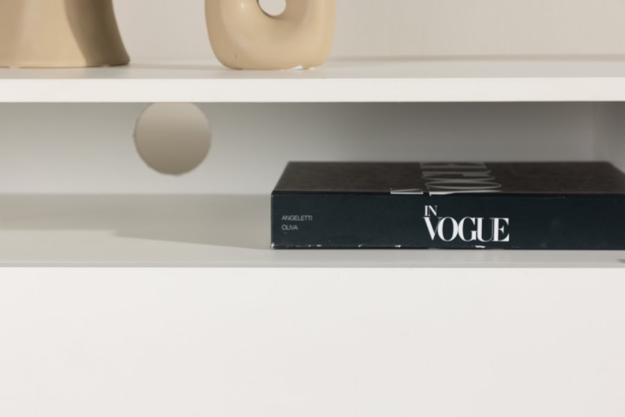 VENTURE DESIGN Navarra TV-bnk, rektangulr - hvid melamin og sort jern (180x40)