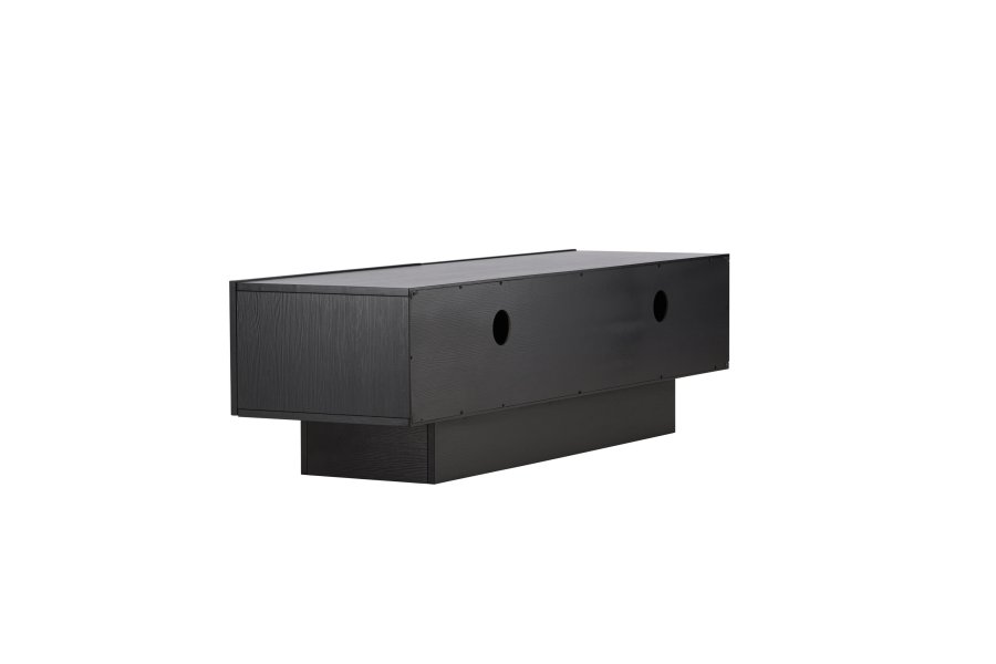 VENTURE DESIGN Cuenca TV-bnk, m. 2 lger og hylde - sort glas og melamin (160x47)