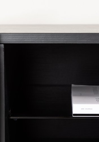 VENTURE DESIGN Cuenca TV-bnk, m. 2 lger og hylde - sort glas og melamin (160x47)