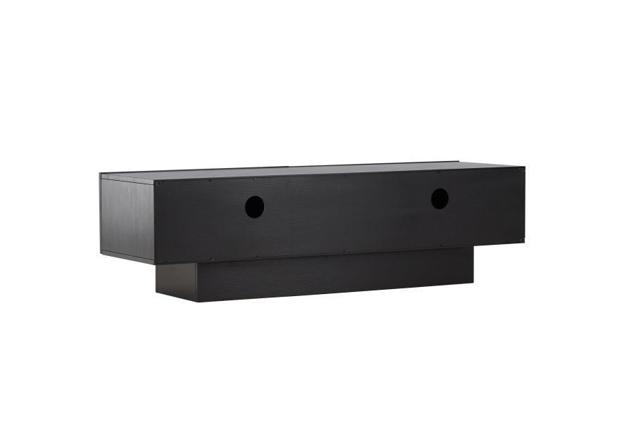 VENTURE DESIGN Cuenca TV-bnk, m. 2 lger og hylde - sort glas og melamin (160x47)