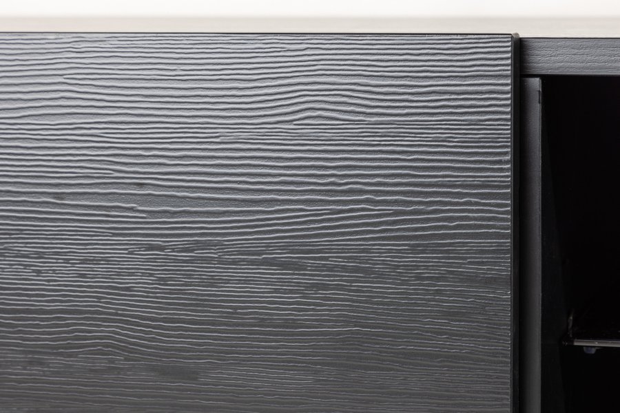 VENTURE DESIGN Cuenca TV-bnk, m. 2 lger og hylde - sort glas og melamin (160x47)