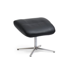 William fodskammel, rektangulr - sort semianilin lder og slv aluminium (49,5x38,1)