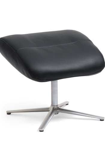 William fodskammel, rektangulr - sort semianilin lder og slv aluminium (49,5x38,1)