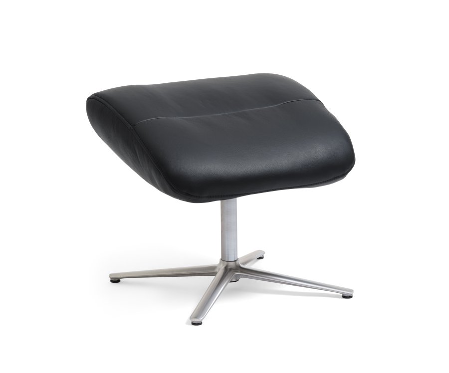 William fodskammel, rektangulr - sort semianilin lder og slv aluminium (49,5x38,1)